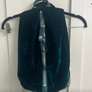 Aimee Kestenberg Teal Velvet Backpack with Silver Accents